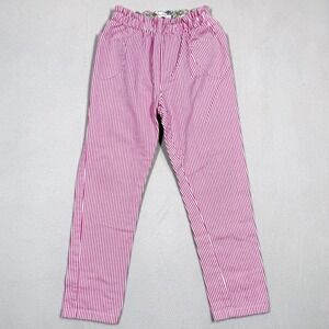 Mini Boden Pants Girls 10 Ticking Stripe Pull On Pink Heart Patch Pockets Ruffle